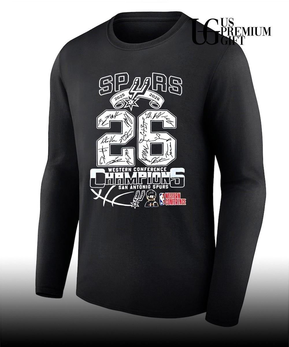 San Antonio Spurs 2025-2026 Western Conference Champions signature shirt Unisex