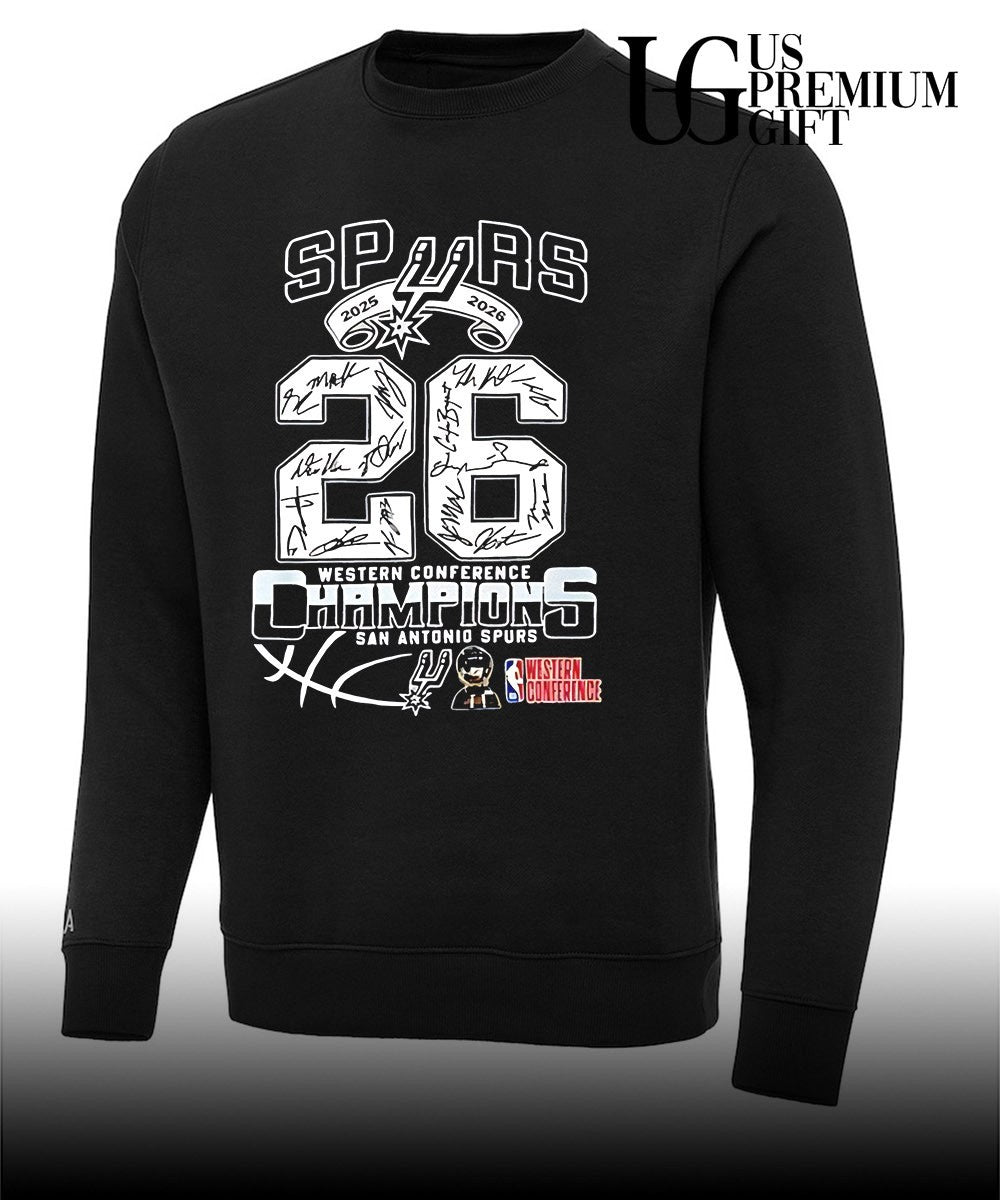 San Antonio Spurs 2025-2026 Western Conference Champions signature shirt Unisex