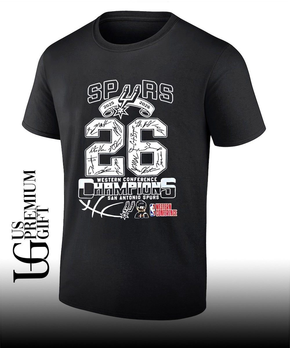 San Antonio Spurs 2025-2026 Western Conference Champions signature shirt Unisex