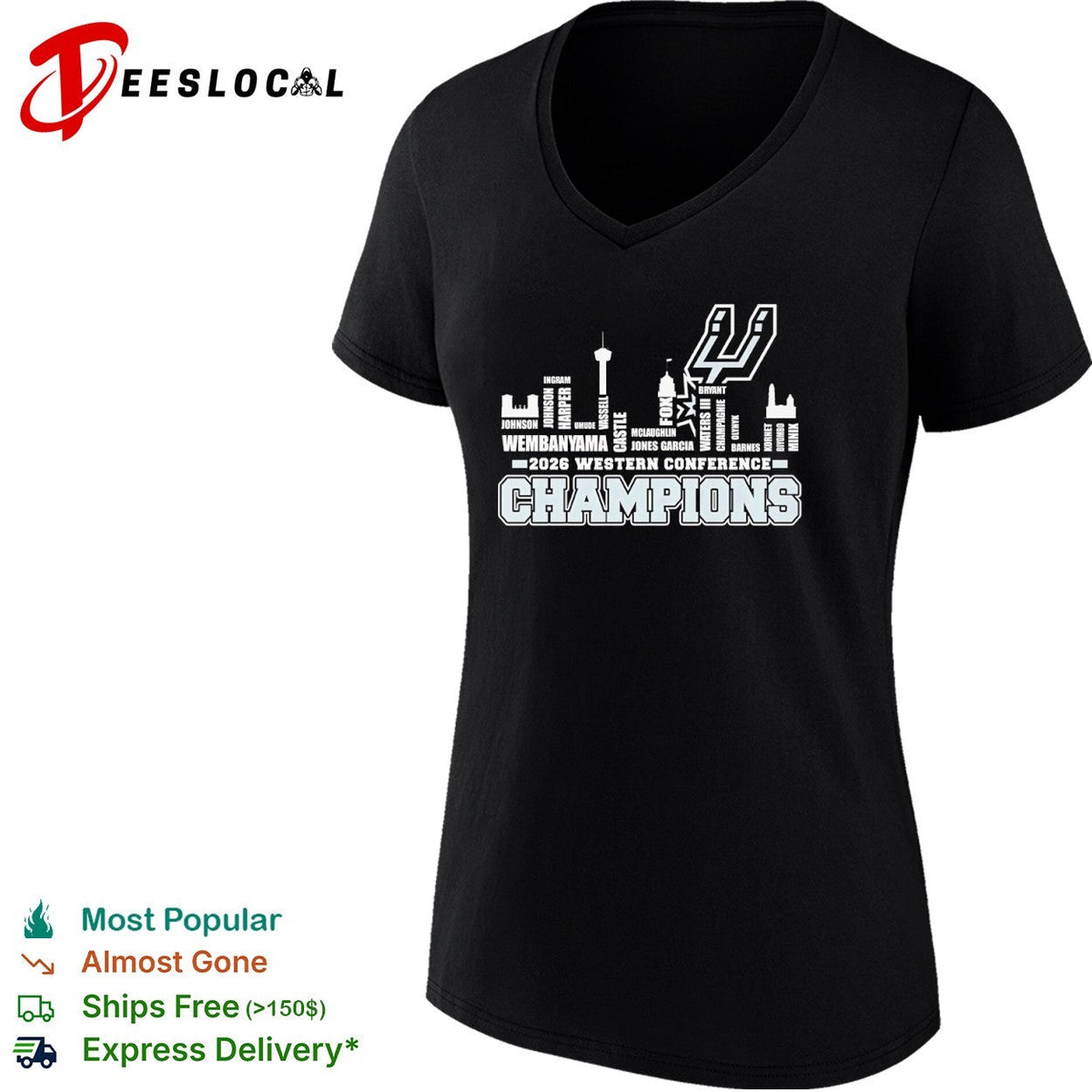 San Antonio Spurs 2026 Western Conference Champions Wembanyama Vassell Castle shirt Unisex