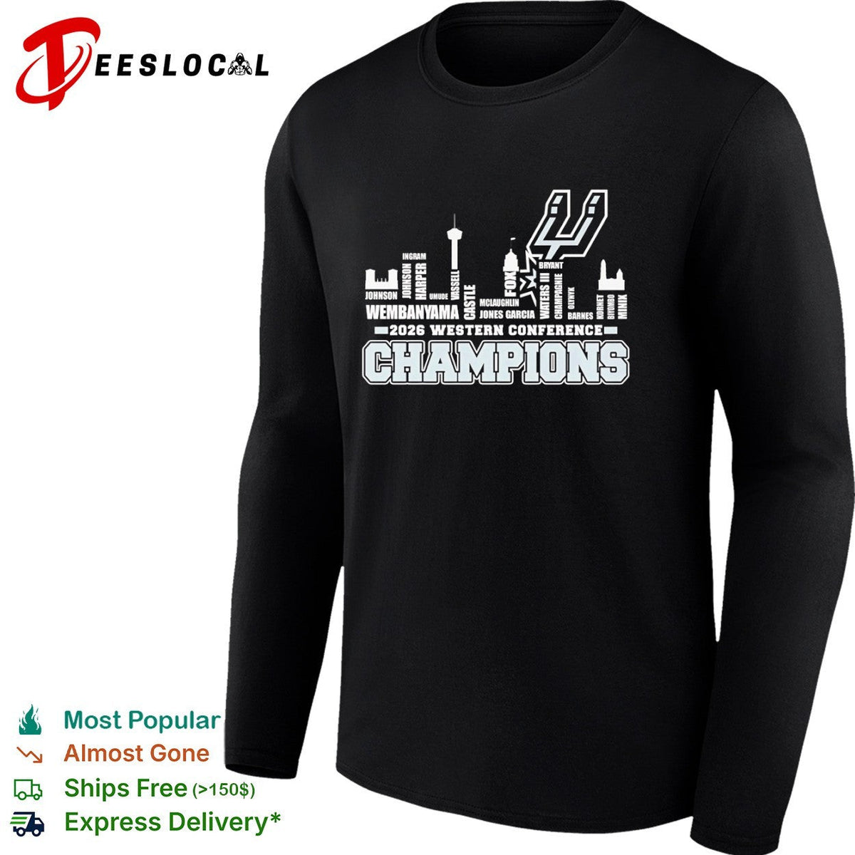 San Antonio Spurs 2026 Western Conference Champions Wembanyama Vassell Castle shirt Unisex