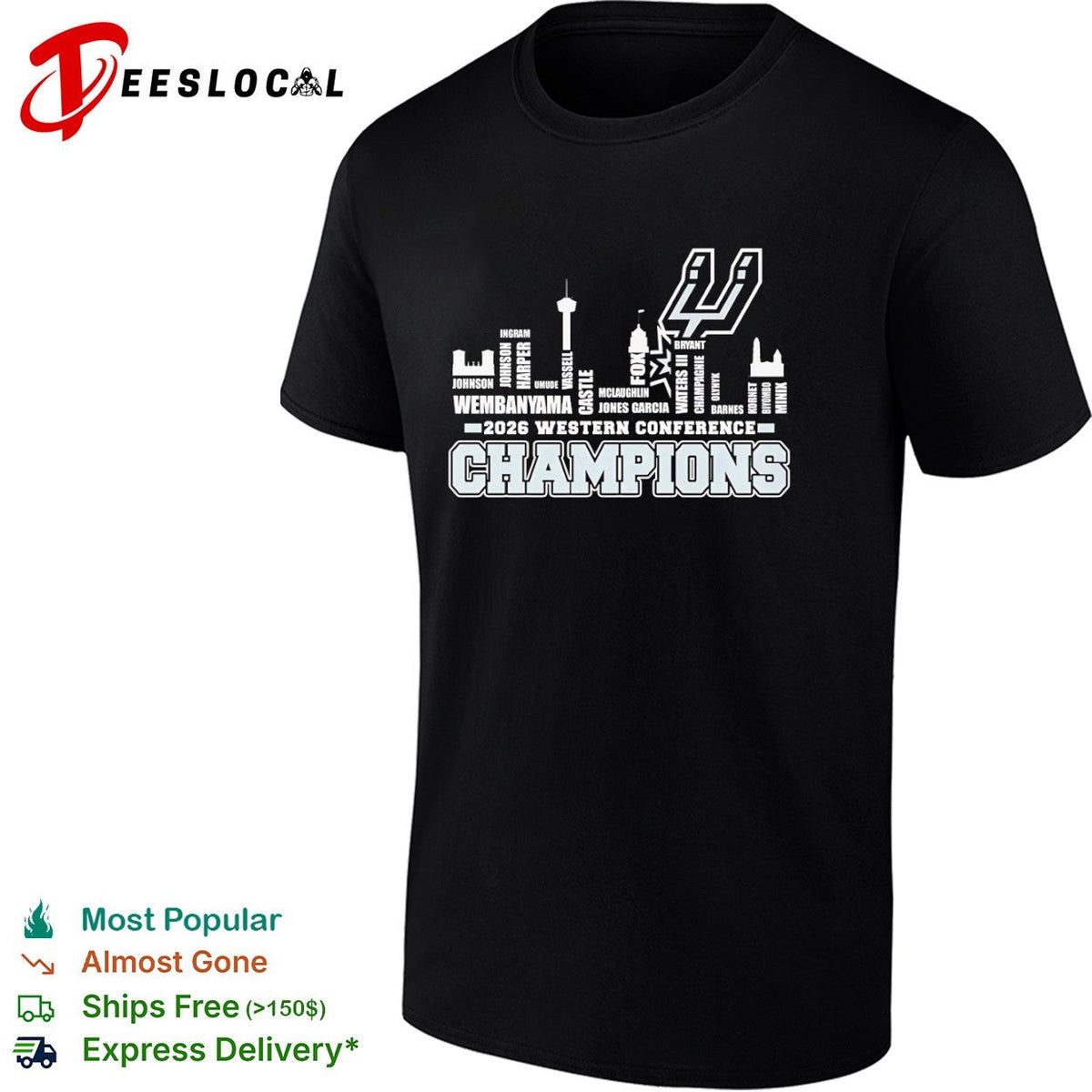 San Antonio Spurs 2026 Western Conference Champions Wembanyama Vassell Castle shirt Unisex