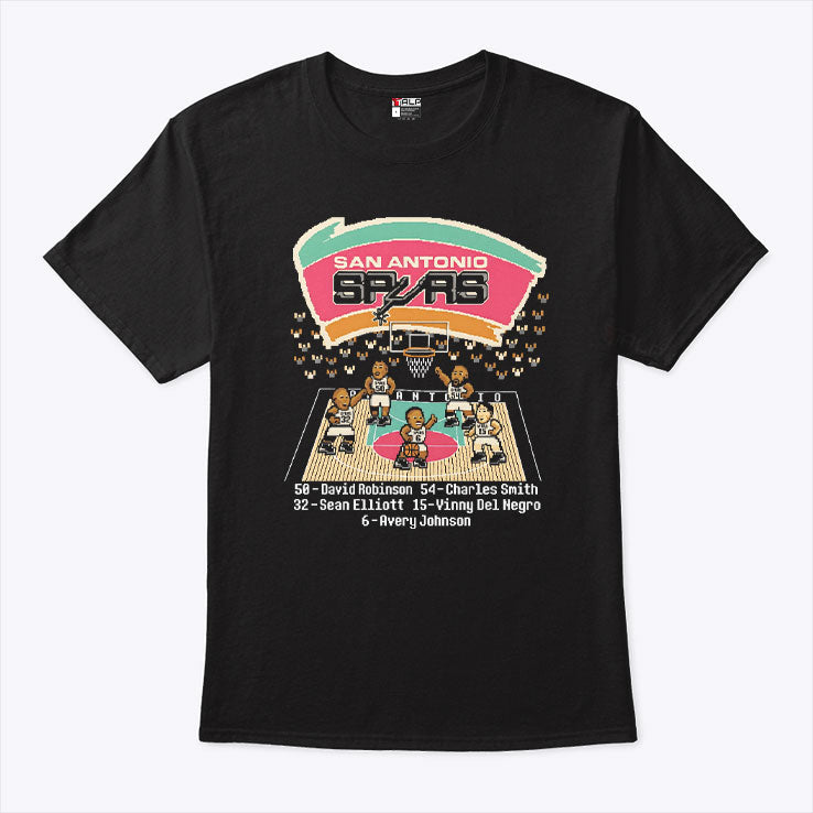 San Antonio Spurs David Robinson Charles Smith Sean Elliott Vinny Del Negro Avery Johnson Shirt