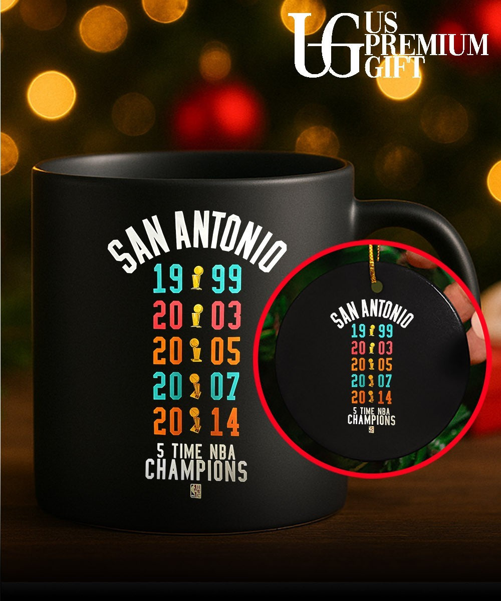 San Antonio Spurs NBA 5 Time Champions Basketball 1999 2003 2005 2007 2014 shirt Unisex