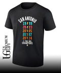 San Antonio Spurs NBA 5 Time Champions Basketball 1999 2003 2005 2007 2014 shirt Unisex