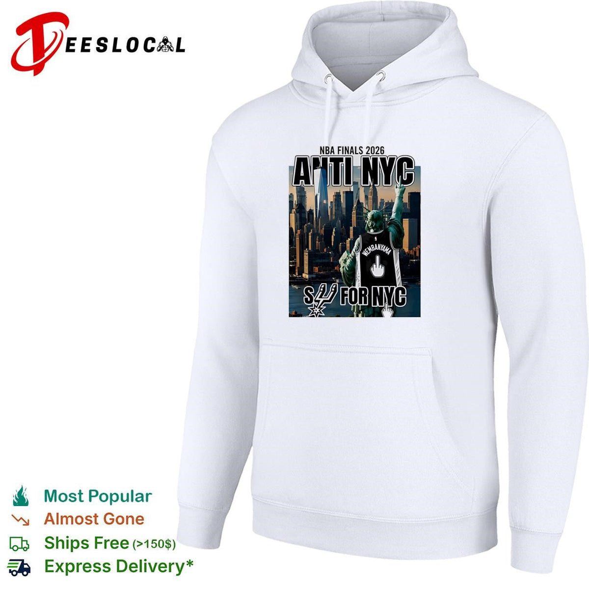 San Antonio Spurs Victor Wembanyama 1 Statue of Liberty Fuck NYC Middle Finger New York Skyline Finals 2026 shirt