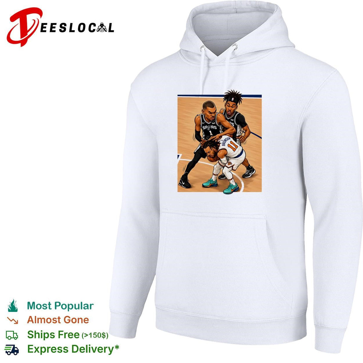 San Antonio Spurs Wembanyama defending Brunson basketball action illustration shirt Unisex