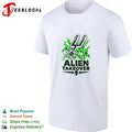 San Antonio Spurs alien takeover logo green lightning white shirt Unisex