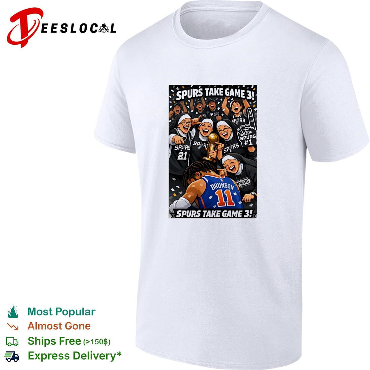 San Antonio Spurs take game 3 Brunson Knicks celebration cartoon shirt Unisex