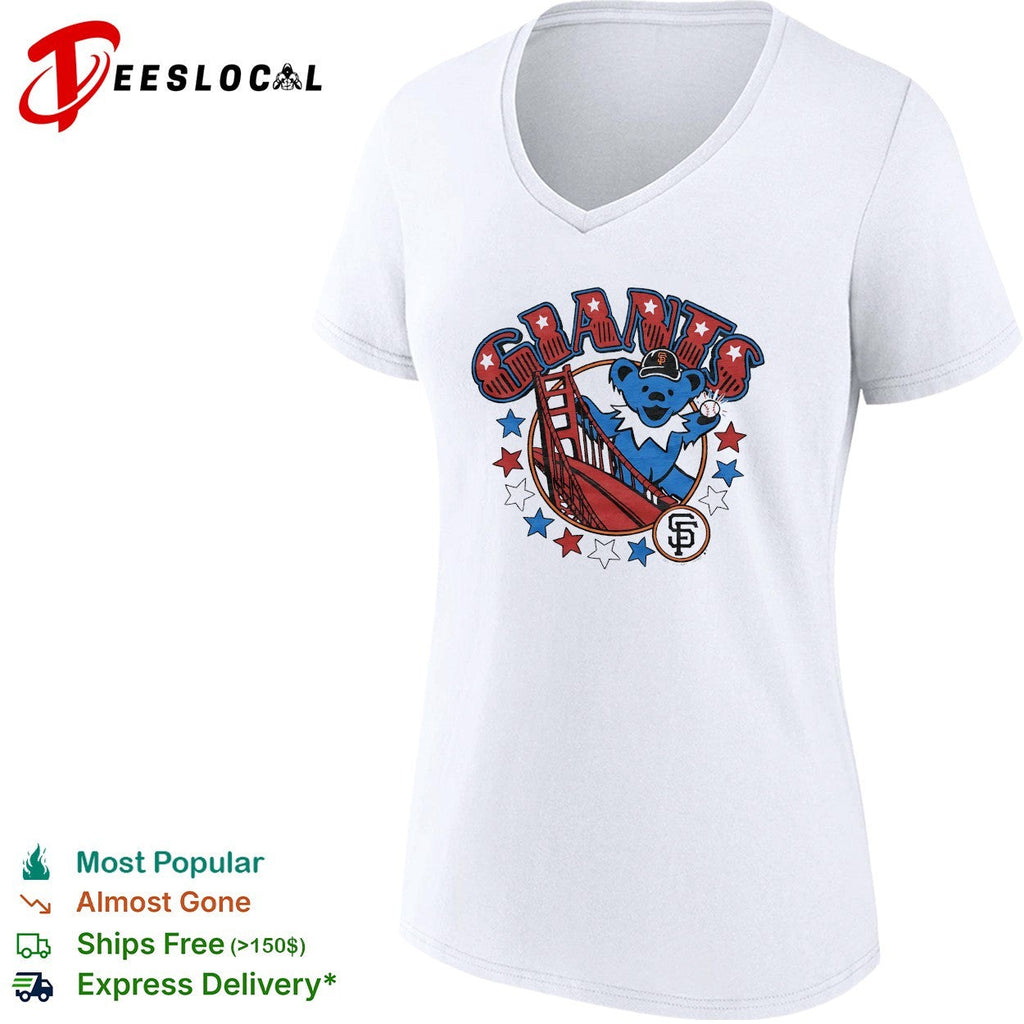 San Francisco Giants x Grateful Dead dancing bear golden gate graphic shirt Unisex