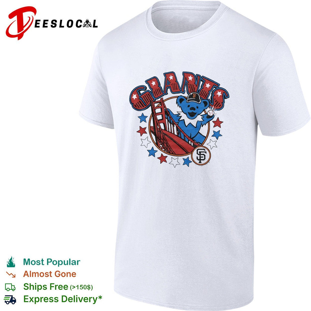 San Francisco Giants x Grateful Dead dancing bear golden gate graphic shirt Unisex