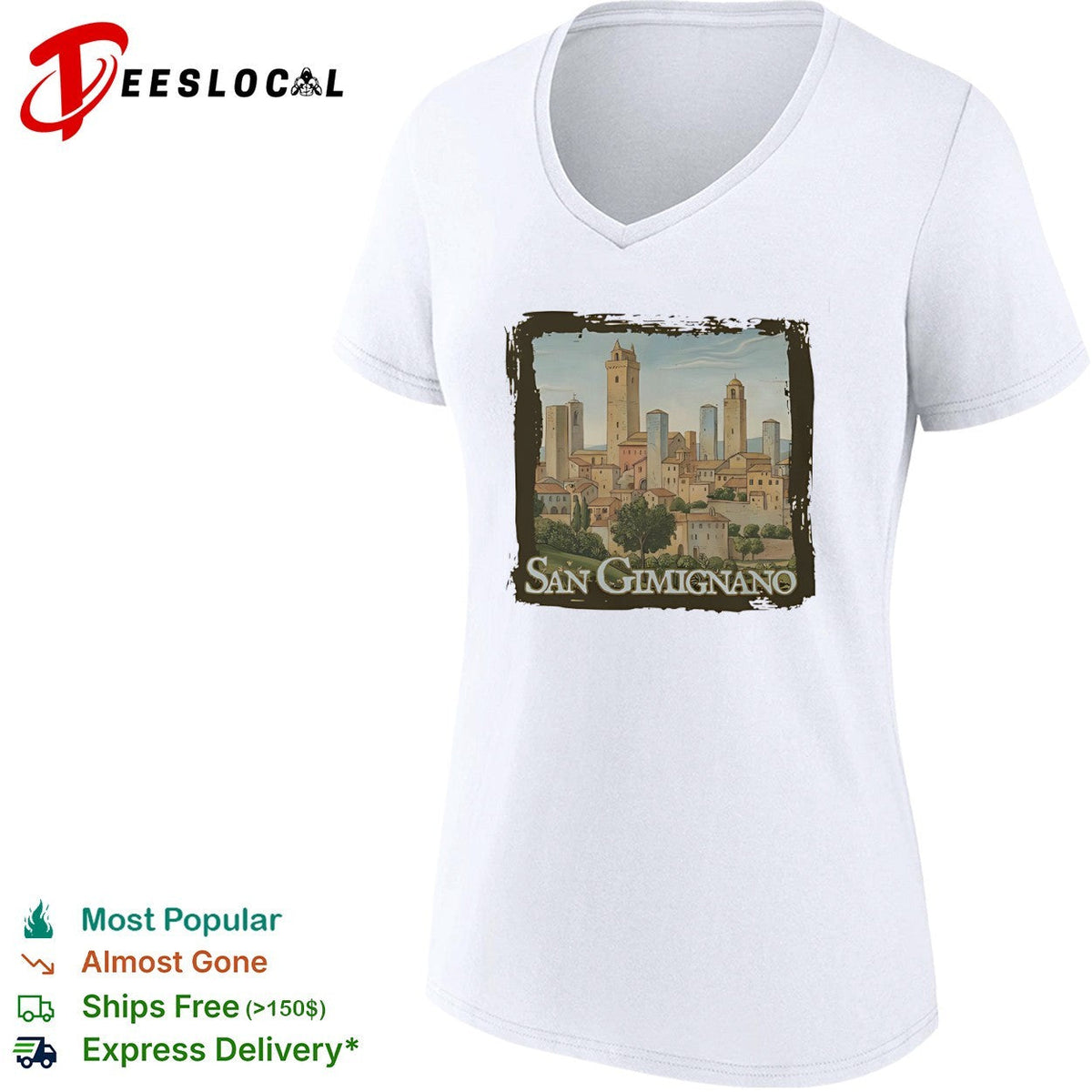 San Gimignano Tuscan Townscape Landmark Italian Architecture Travel Souvenir Shirt Unisex