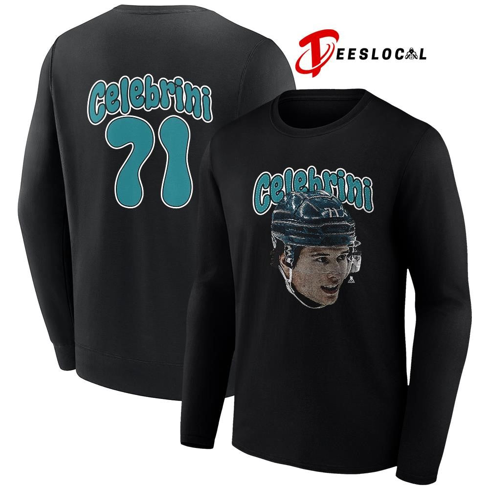 San Jose Sharks Macklin Celebrini portrait name and number shirt Unisex