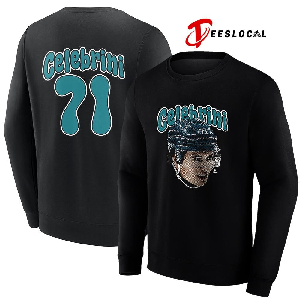 San Jose Sharks Macklin Celebrini portrait name and number shirt Unisex