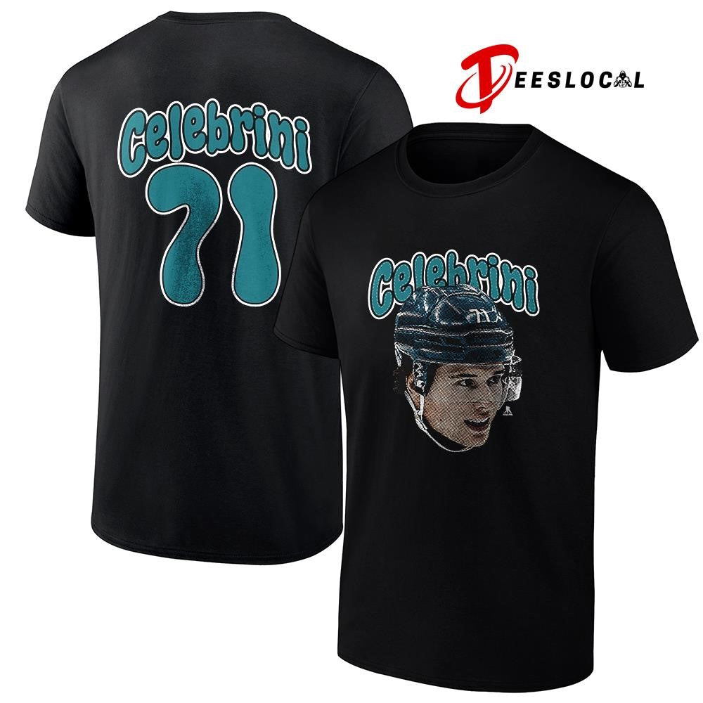 San Jose Sharks Macklin Celebrini portrait name and number shirt Unisex