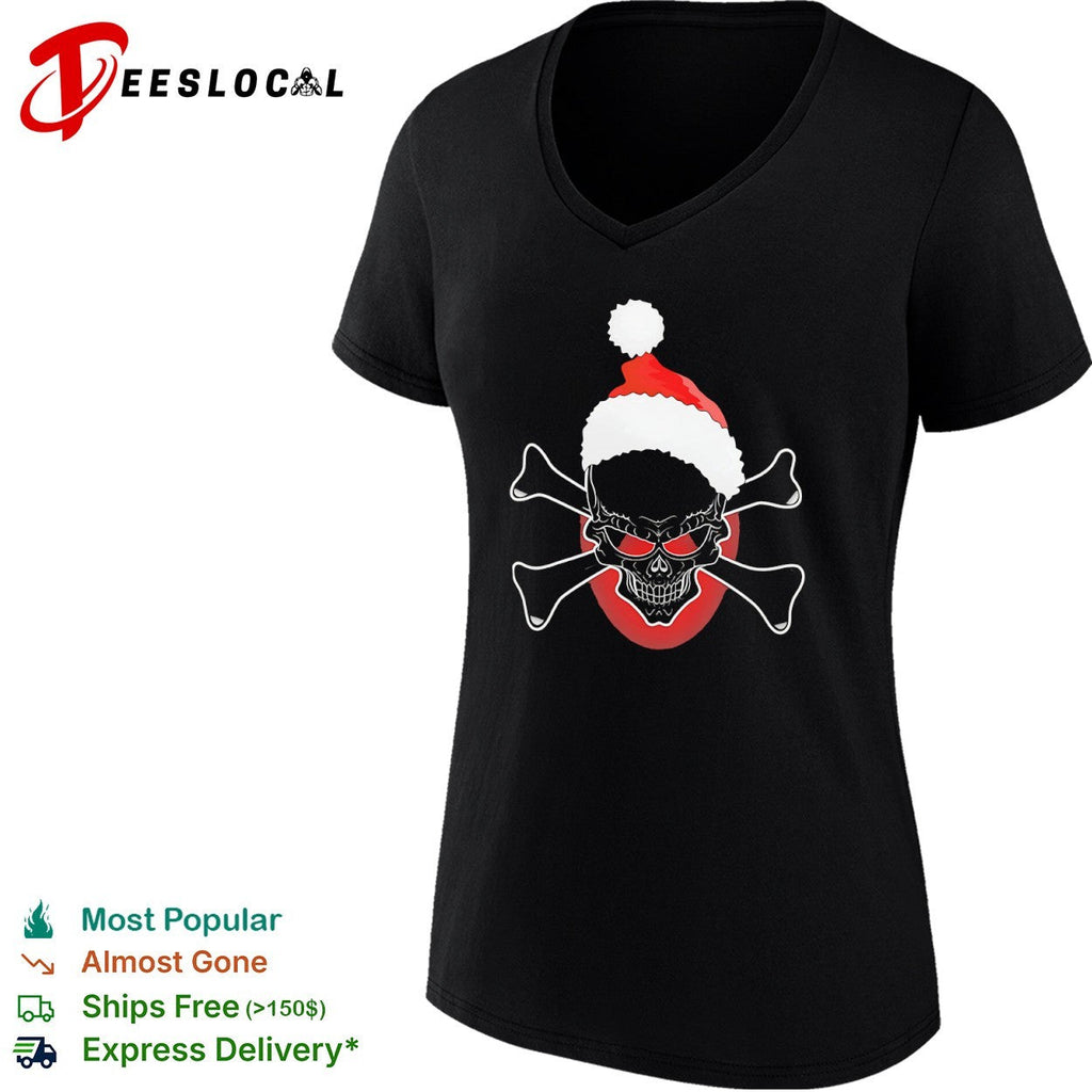 Santa Skull Crossbones Jolly Roger Festive Holiday Christmas Season shirt Unisex