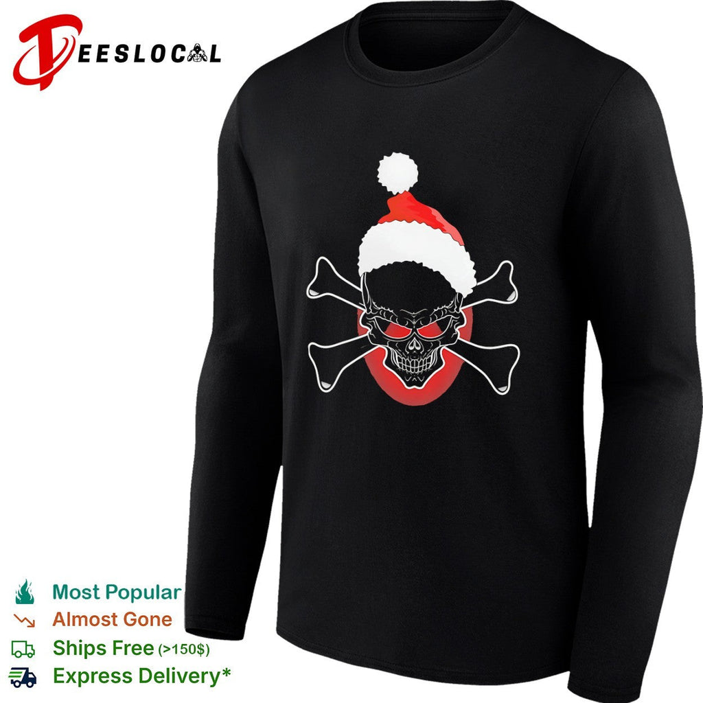 Santa Skull Crossbones Jolly Roger Festive Holiday Christmas Season shirt Unisex