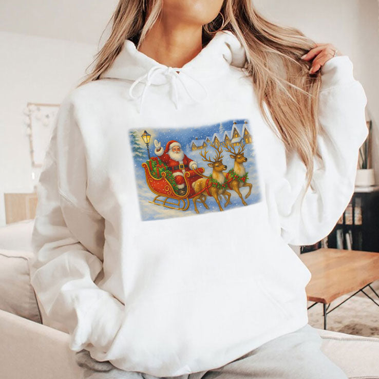 Santa Sleigh Reindeer Christmas T Shirt Unisex