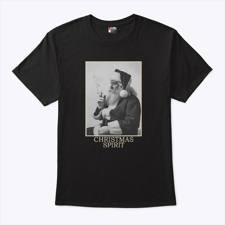 Santa Smoking Christmas Spirit T Shirt Unisex