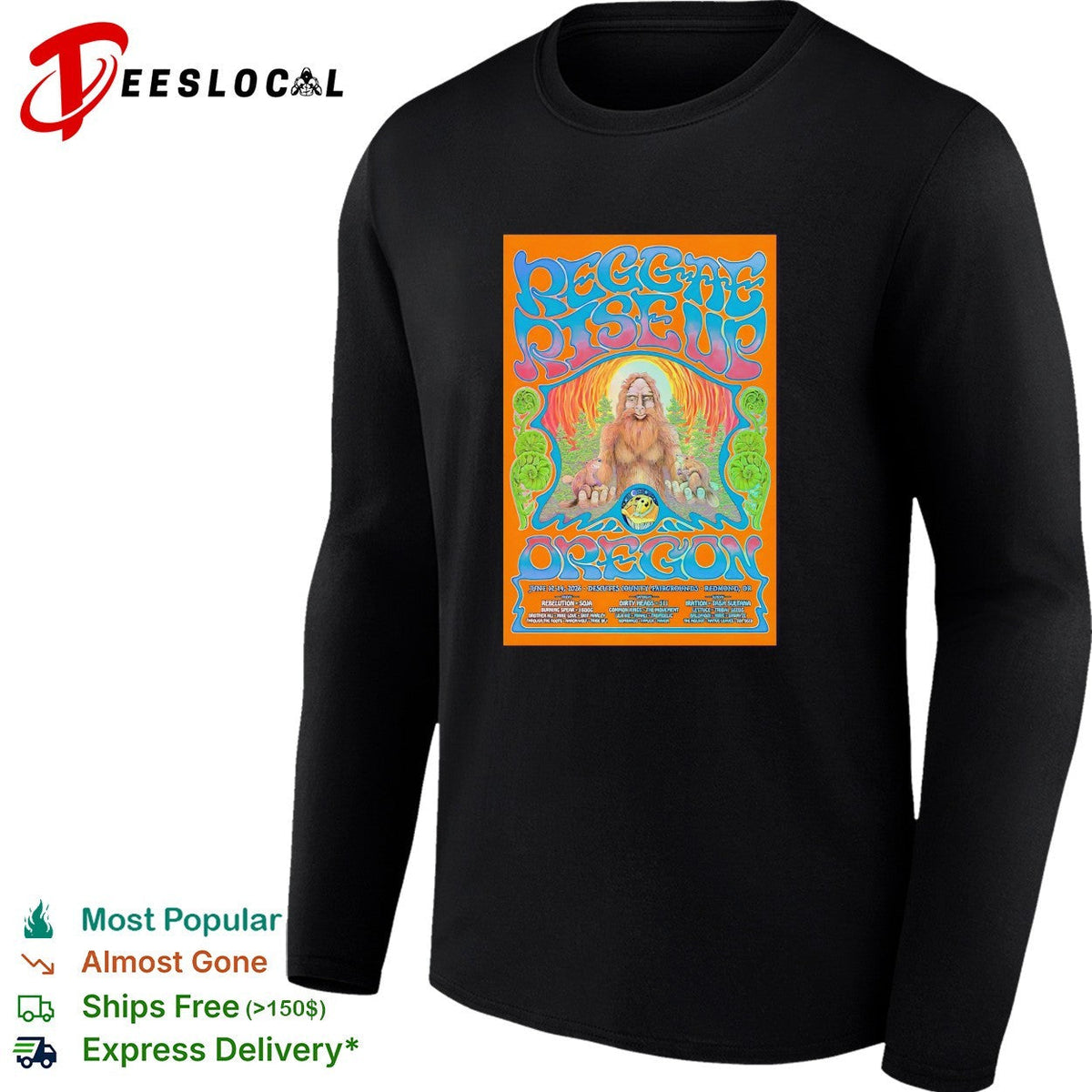 Sasquatch reggae concert poster Oregon vintage art shirt Unisex