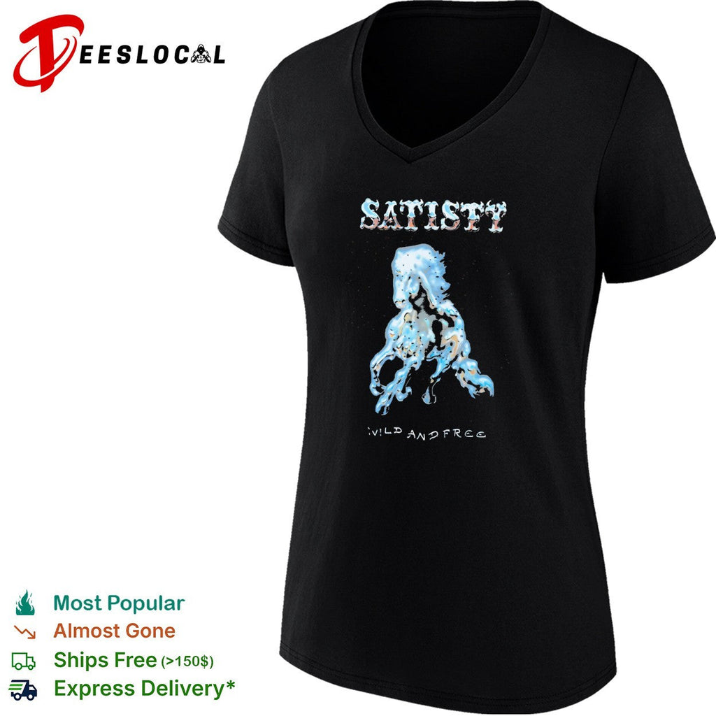 Satisty Wild and Free Chrome Horse Metallic Airbrush Aesthetic Shirt Unisex