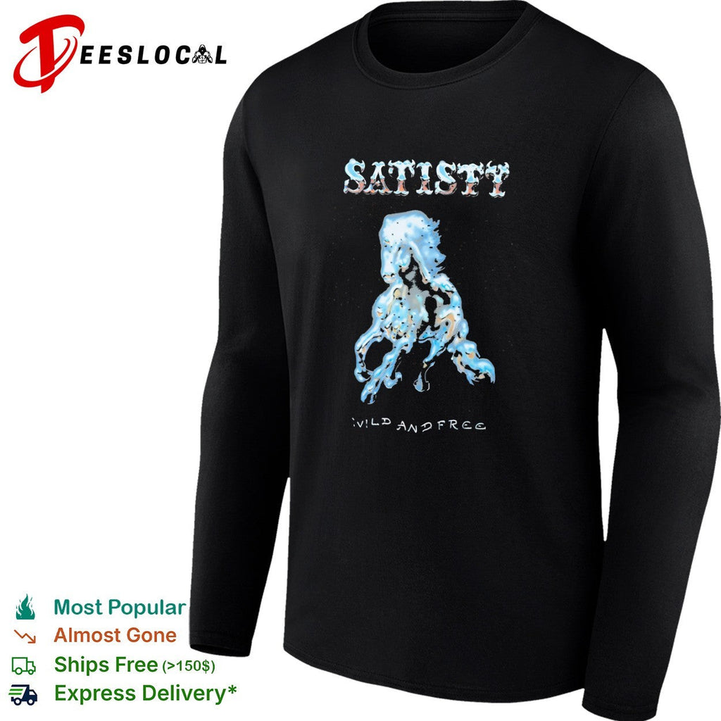 Satisty Wild and Free Chrome Horse Metallic Airbrush Aesthetic Shirt Unisex