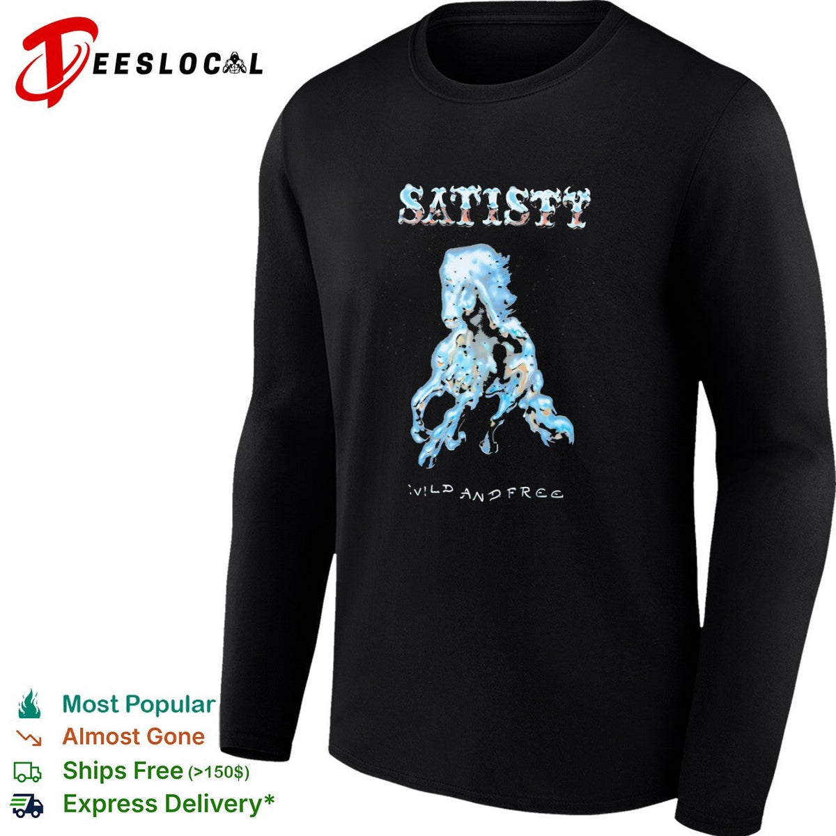 Satisty Wild and Free Chrome Horse Metallic Airbrush Aesthetic Shirt Unisex