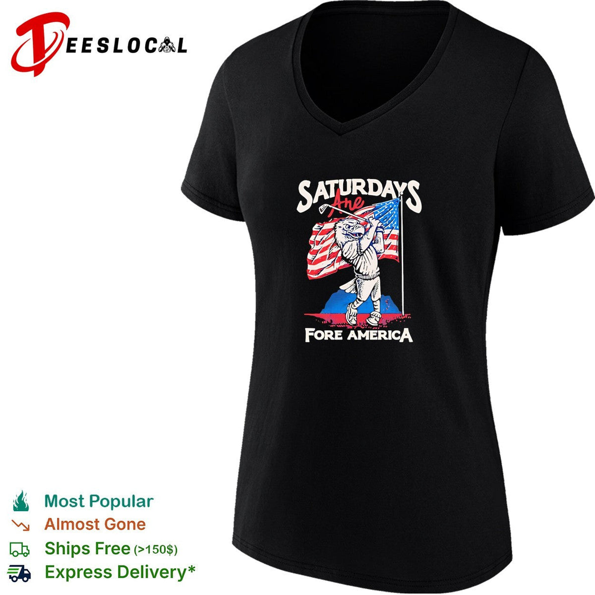 Saturdays are fore America Bald Eagle Golf Flag Patriotic Independence Day shirt Unisex