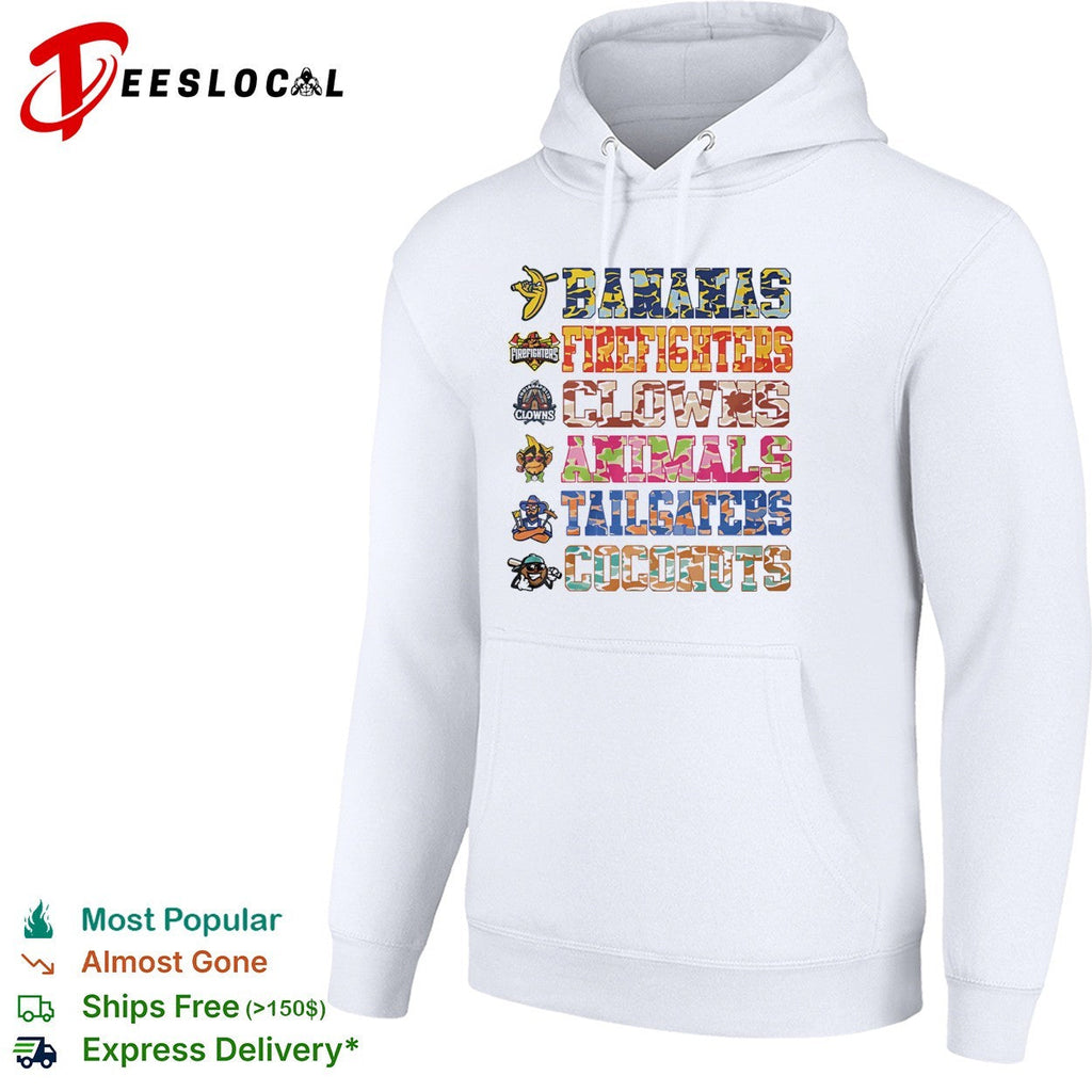 Savannah Bananas Firefighters Clowns Animals Tailgaters Coconuts team list shirt Unisex