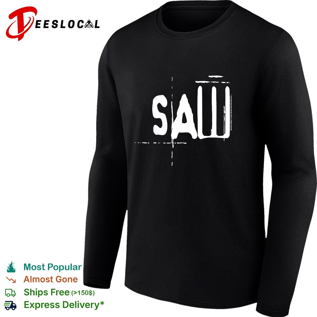 Saw stylized horror logo bold text shirt Unisex