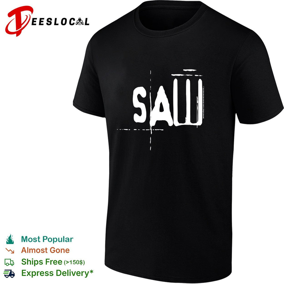 Saw stylized horror logo bold text shirt Unisex