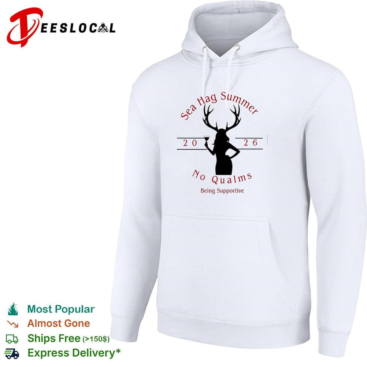 Sea Hag Summer 2026 no qualms antler woman supportive graphic shirt Unisex