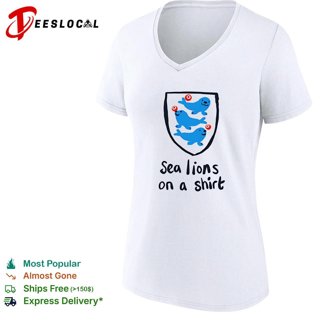 Sea lions on a shirt England Three Lions parody humor shirt Unisex