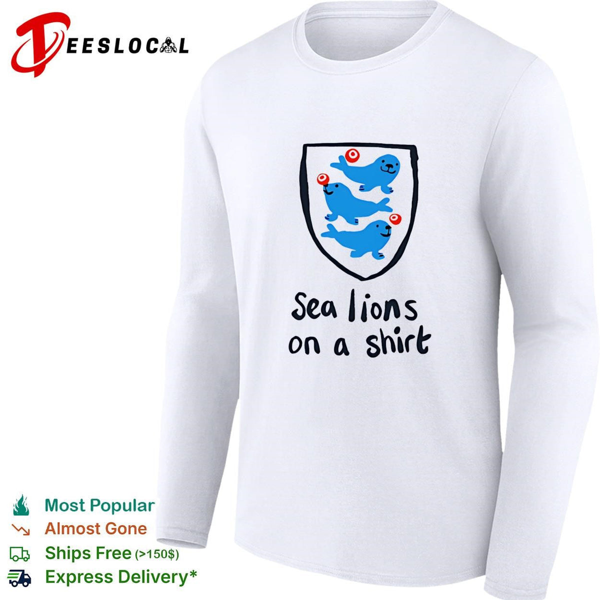 Sea lions on a shirt England Three Lions parody humor shirt Unisex