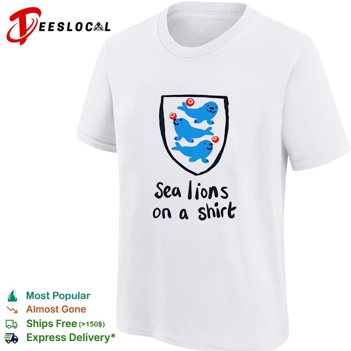 Sea lions on a shirt England Three Lions parody humor shirt Unisex