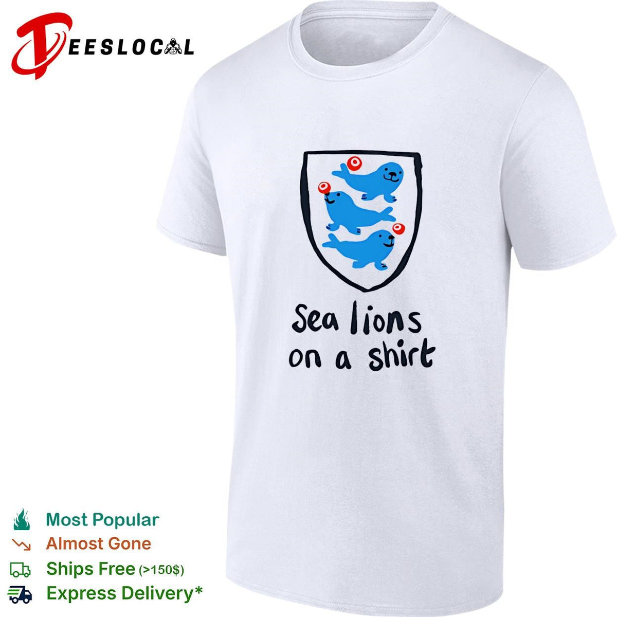 Sea lions on a shirt England Three Lions parody humor shirt Unisex