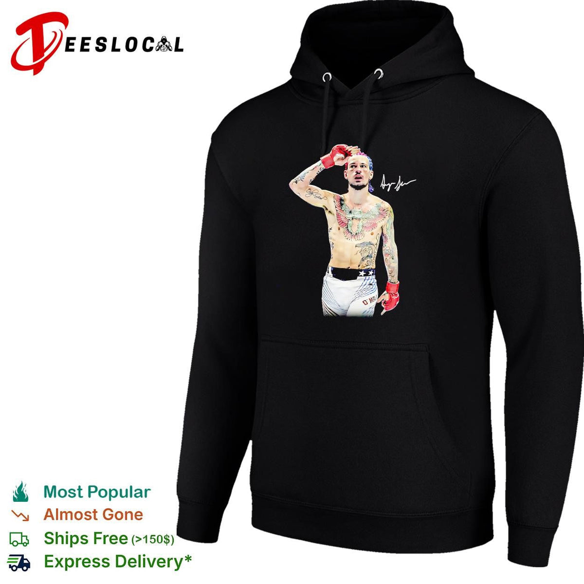 Sean O’Malley tattooed fighter prayer pose red gloves signature poster shirt Unisex