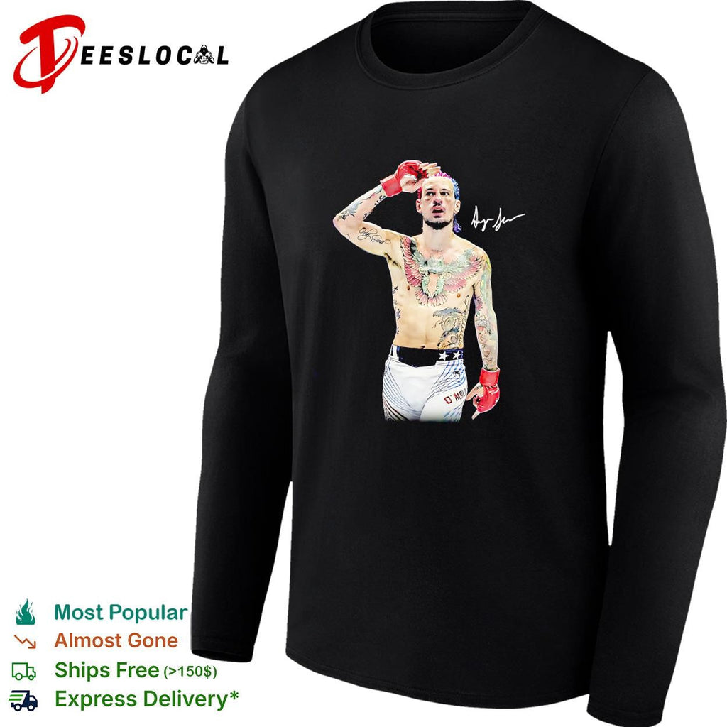 Sean O’Malley tattooed fighter prayer pose red gloves signature poster shirt Unisex