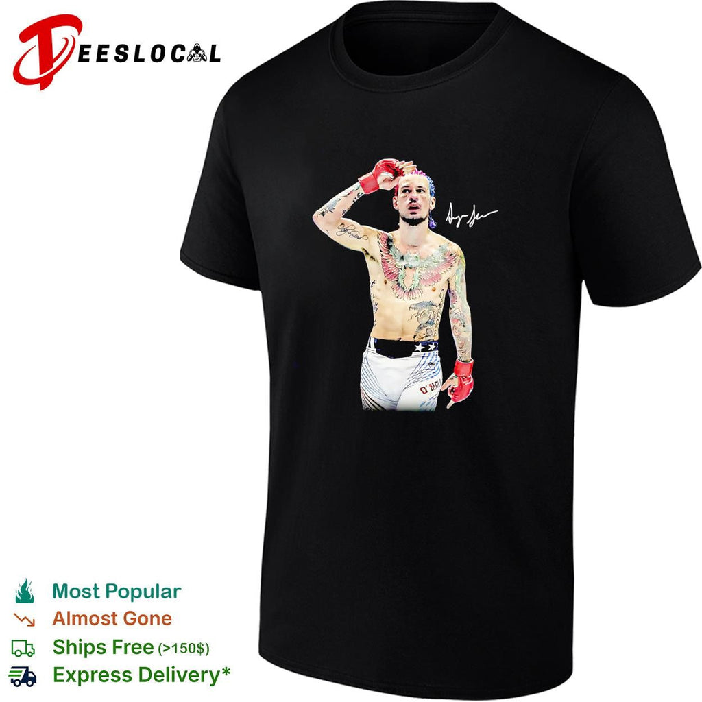 Sean O’Malley tattooed fighter prayer pose red gloves signature poster shirt Unisex