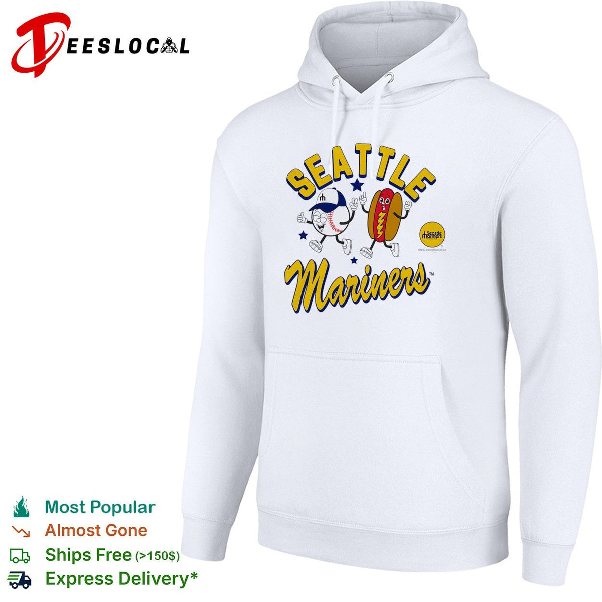 Seattle Mariners Baseball Club Mascot Hot Dog and Baseball Cartoon logo Shirt Unisex