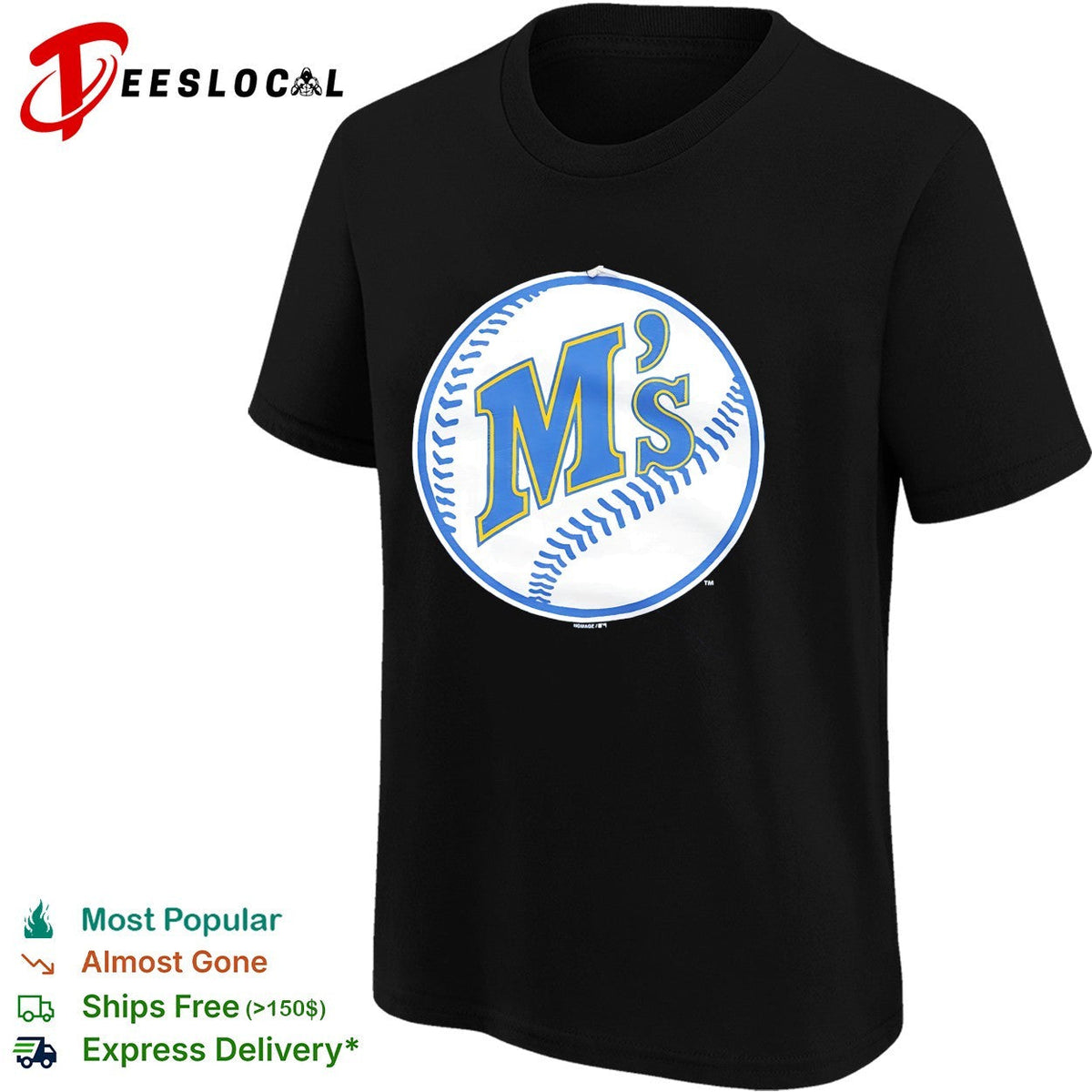 Seattle Mariners M’s vintage baseball circle Trident logo shirt Unisex