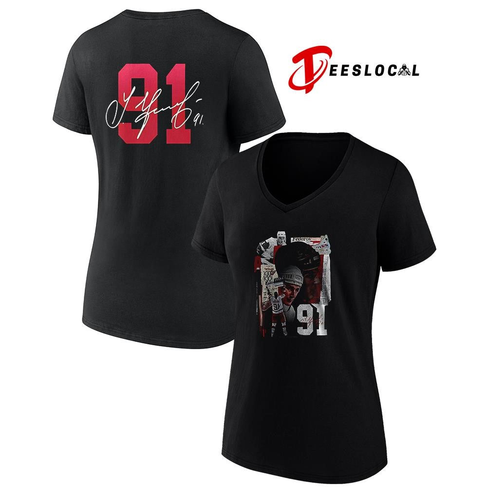 Sergei Fedorov No 91 x Detroit Red Wings signature shirt Unisex