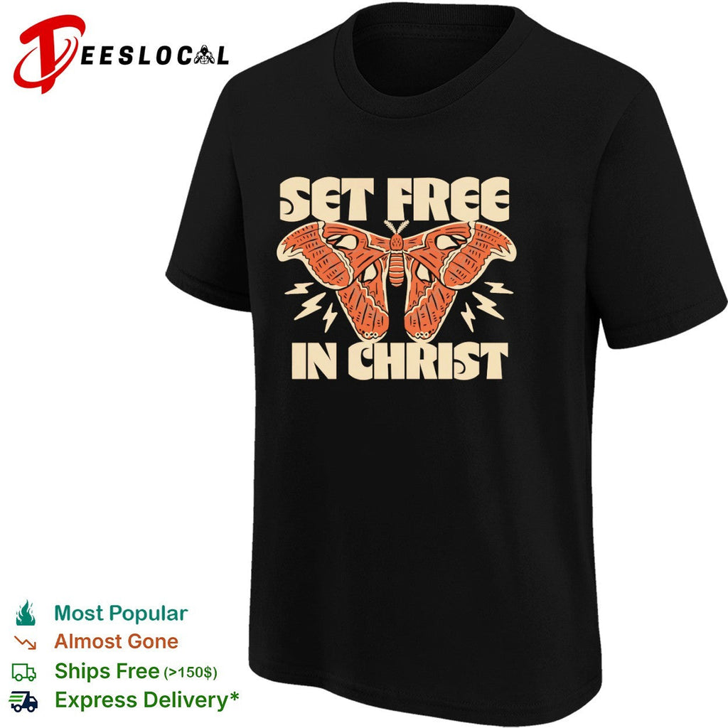 Set Free in Christ Moth Lightning Bolt shirt Unisex