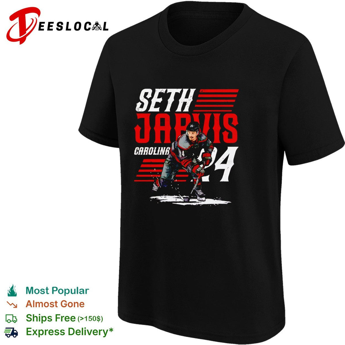 Seth Jarvis Carolina Hurricanes NHL Player 24 Number Shirt Unisex
