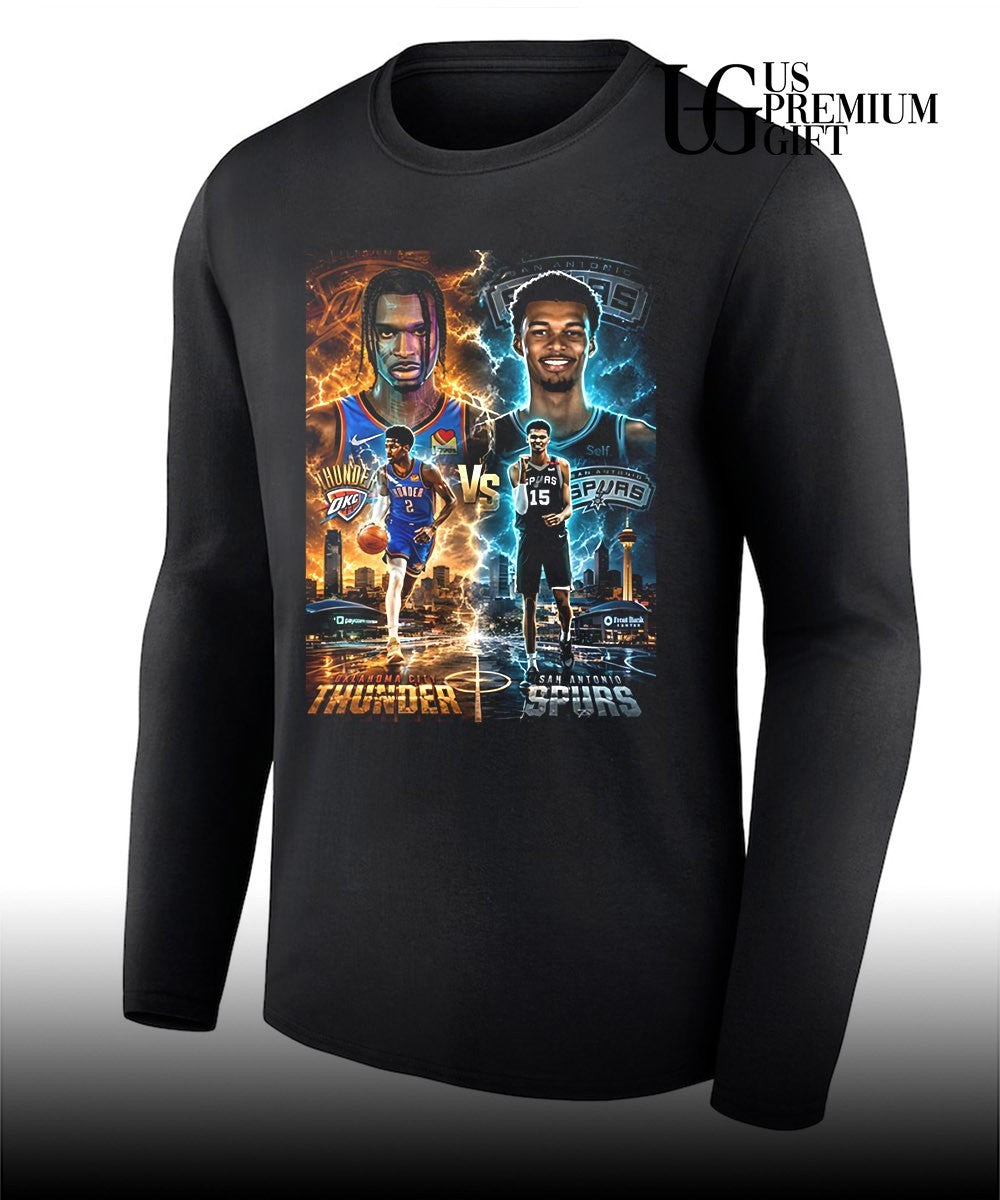 Shai Gilgeous-Alexander OKC Thunder vs Victor Wembanyama San Antonio Spurs NBA poster shirt