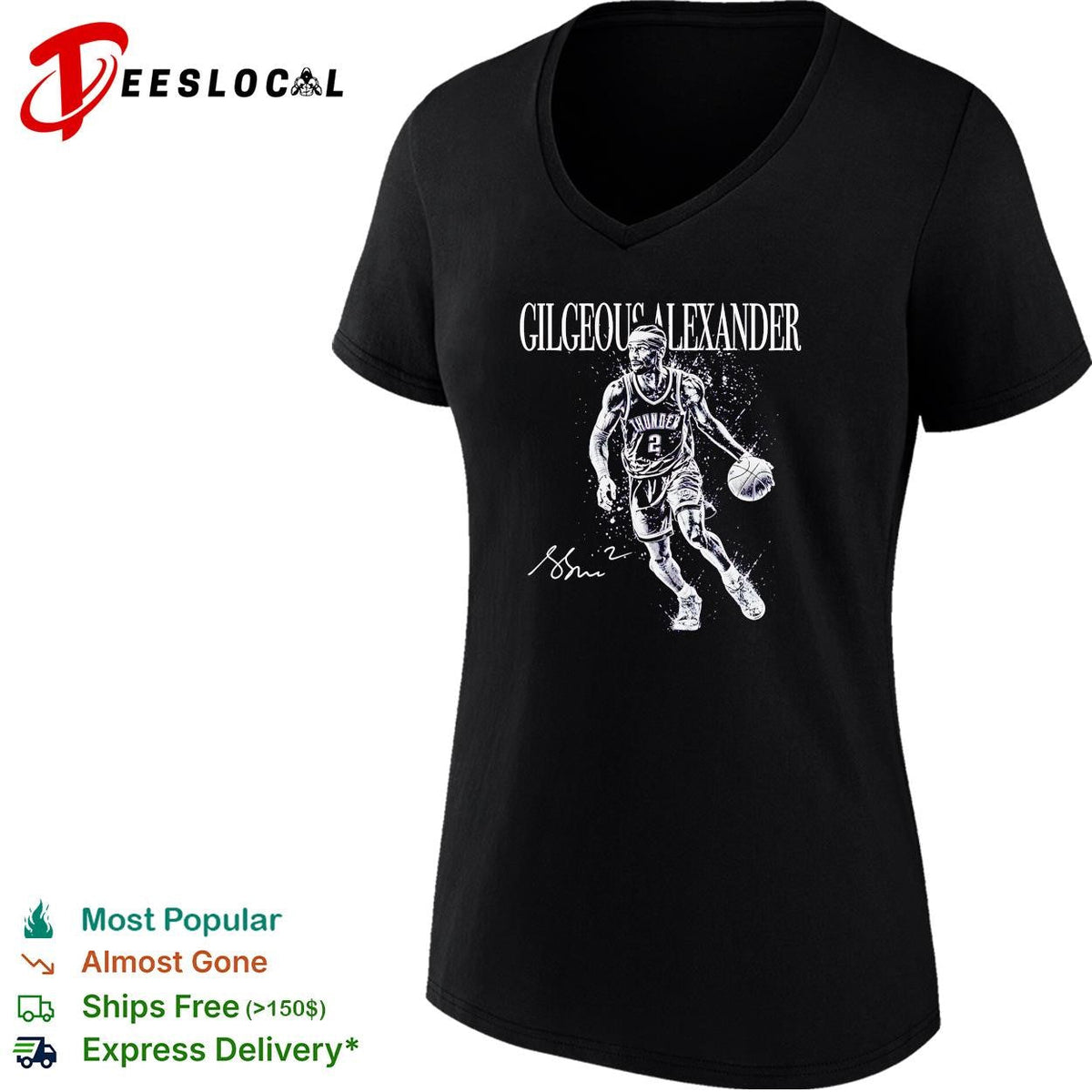 Shai Gilgeous-Alexander Oklahoma City Thunder number 2 action portrait shirt Unisex