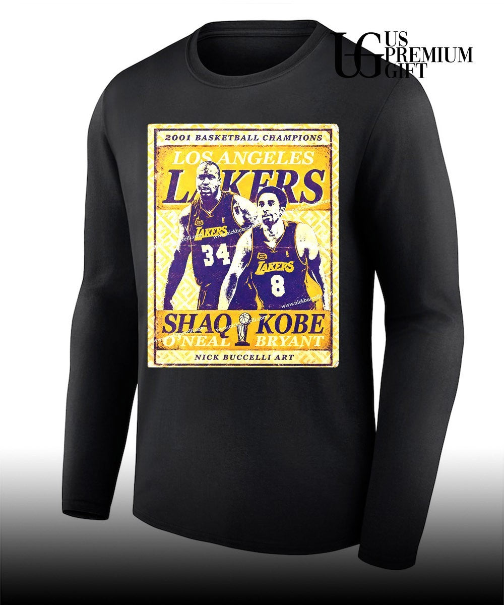 Shaquille O’Neal and Kobe Bryant Los Angeles Lakers 2001 NBA Champions shirt Unisex