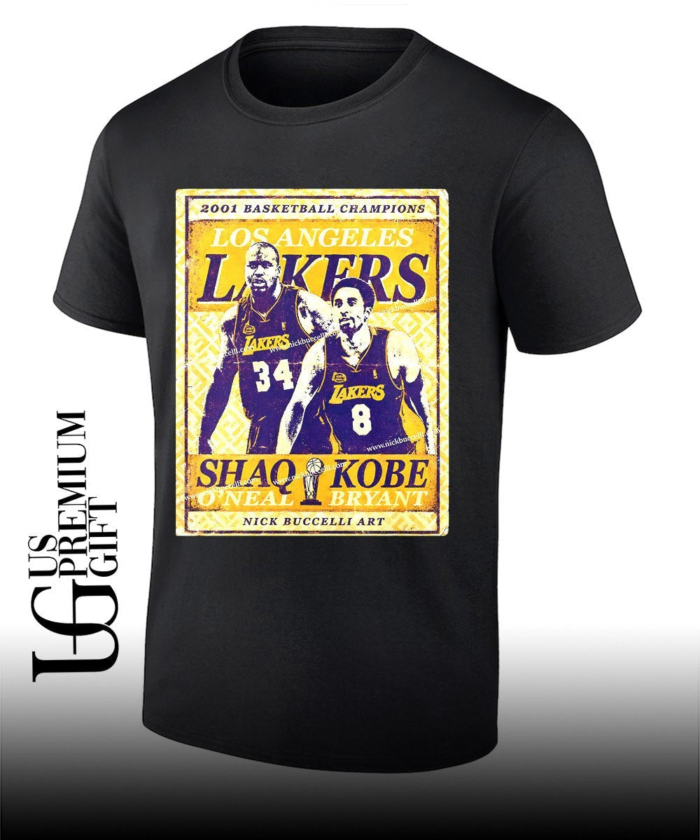 Shaquille O’Neal and Kobe Bryant Los Angeles Lakers 2001 NBA Champions shirt Unisex