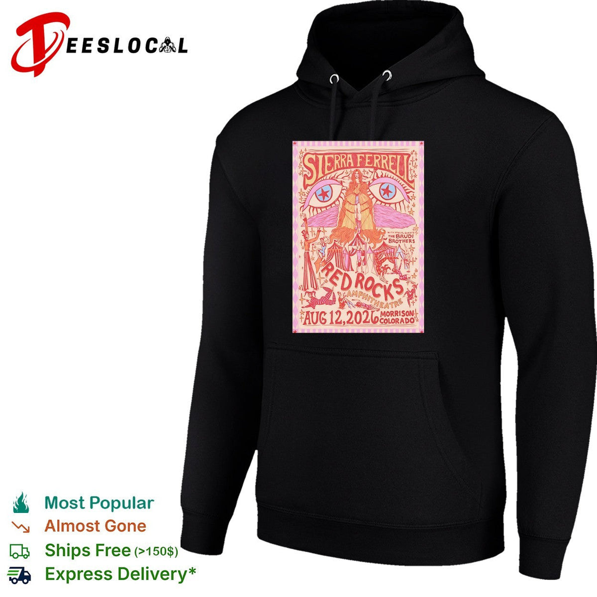 Sierra Ferrell Red Rocks Aug 12 2026 Morrison Colorado pink version poster shirt Unisex