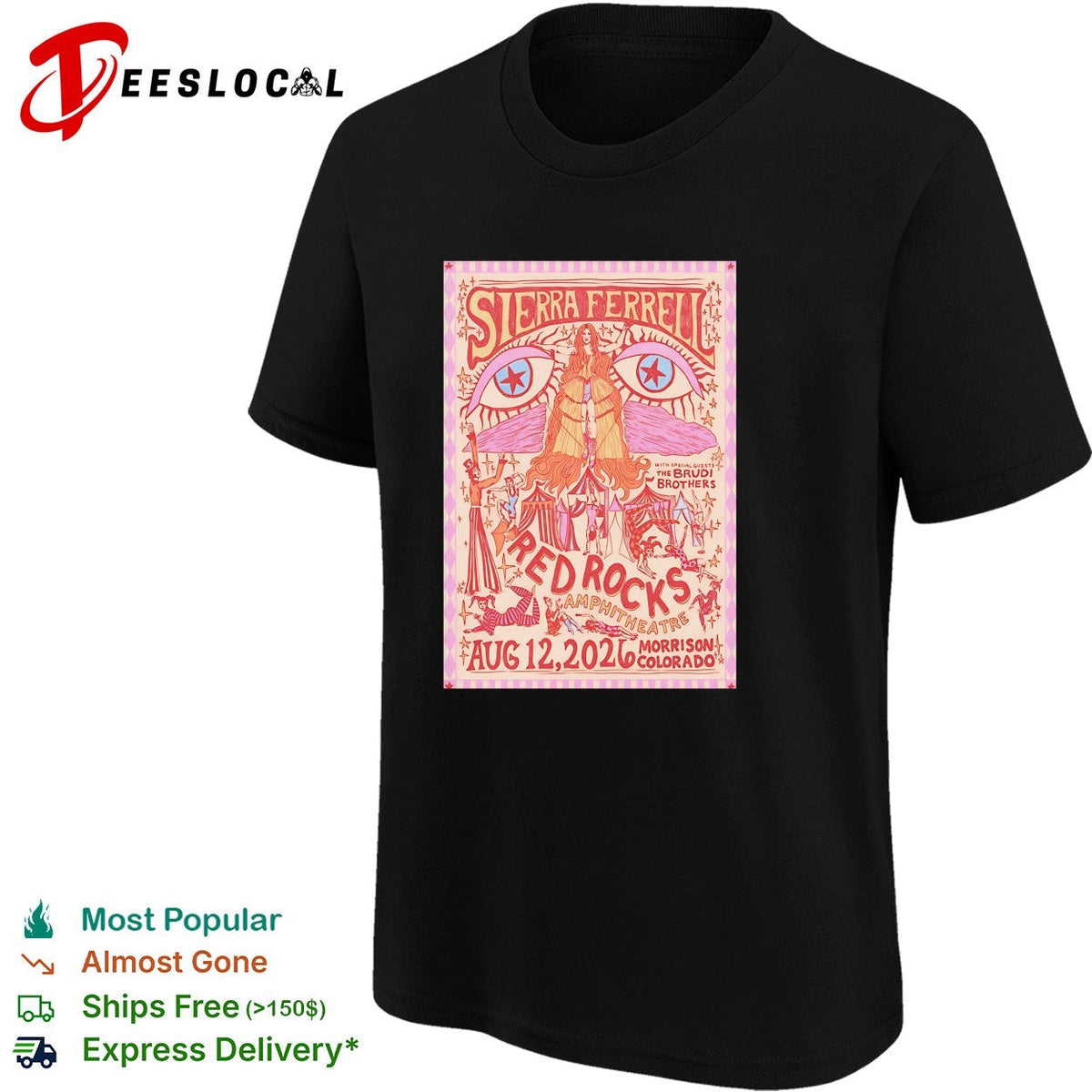 Sierra Ferrell Red Rocks Aug 12 2026 Morrison Colorado pink version poster shirt Unisex